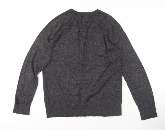 American Eagle Outfitters Men's Grey V-Neck Pullover Jumper