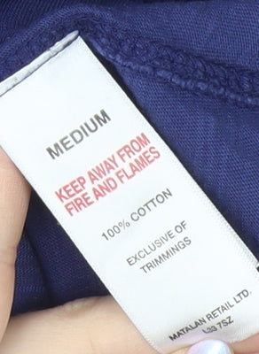 Matalan Men's Blue Graphic T-Shirt, Medium, Motorcycle