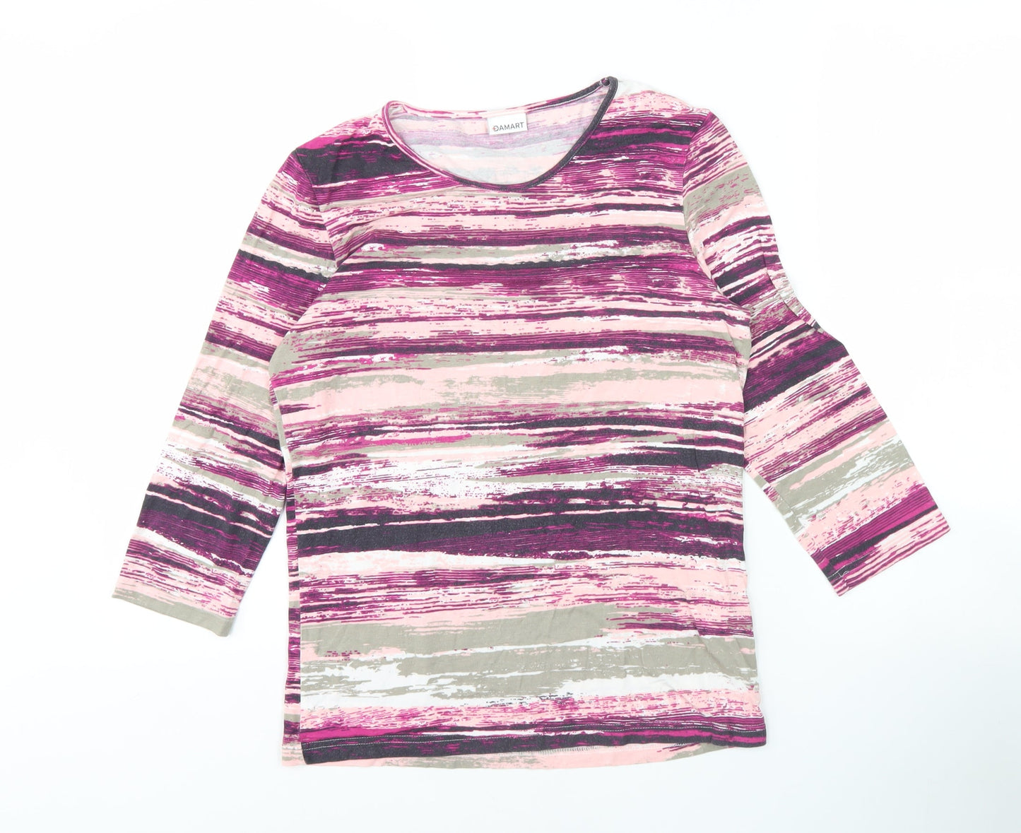 Damart Women's Multicoloured Striped T-Shirt, S, 3/4 Sleeve