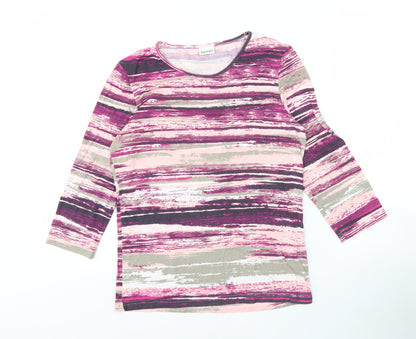 Damart Women's Multicoloured Striped T-Shirt, S, 3/4 Sleeve