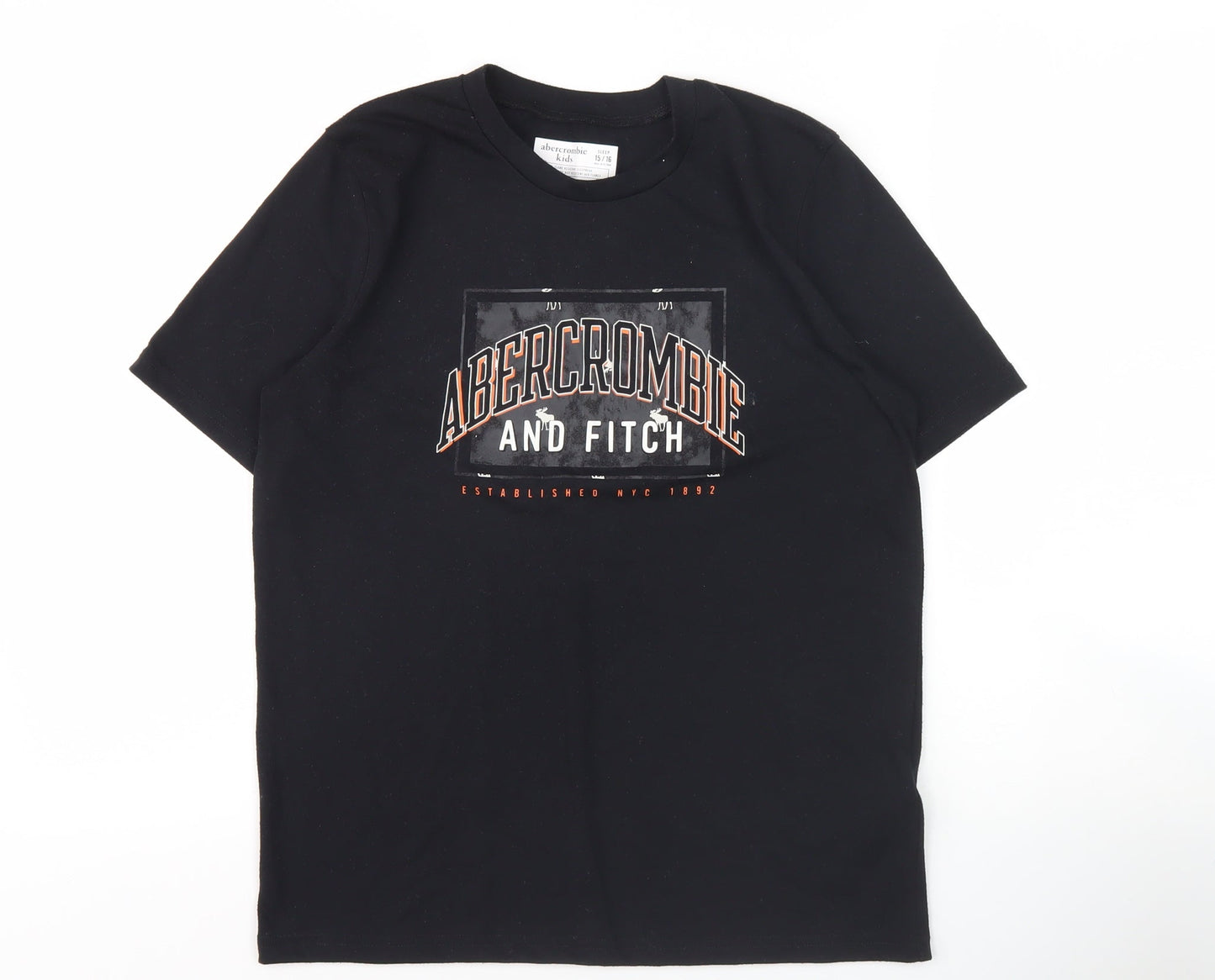 Abercrombie & Fitch Boys Black Graphic T-Shirt 16 Years