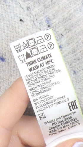 Marks and Spencer Men's Grey Hooded Pullover Jumper (M)