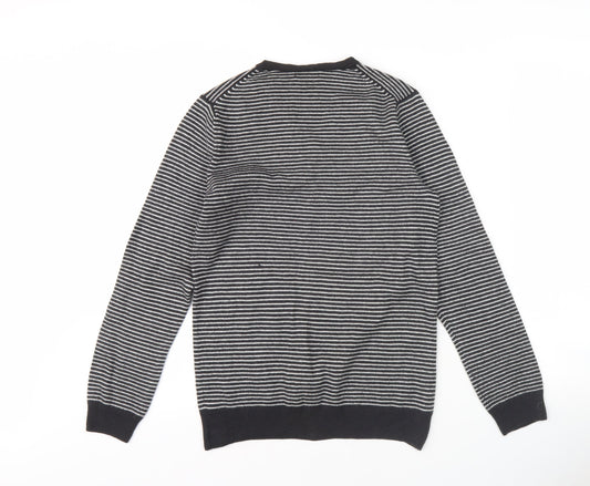 GAP Men's Black Striped Wool Pullover Jumper Size S