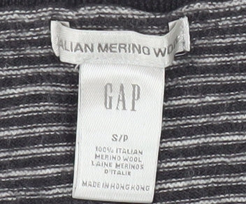 GAP Men's Black Striped Wool Pullover Jumper Size S