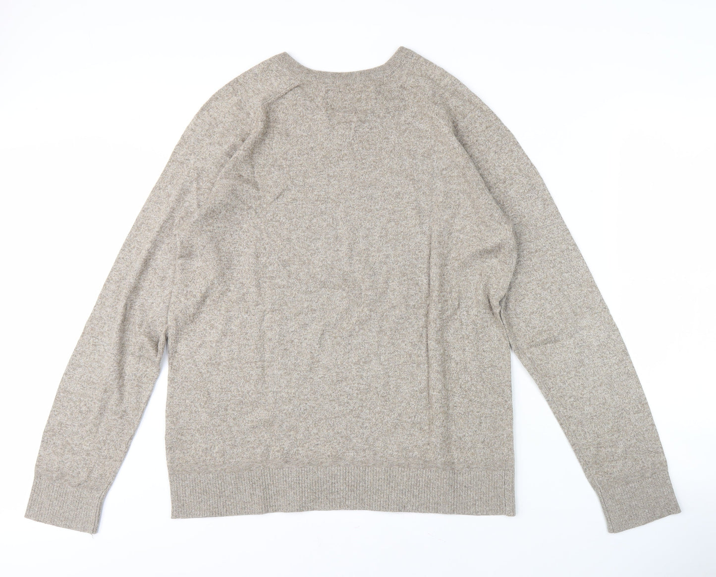 American Eagle Men's Beige V-Neck Pullover Jumper S