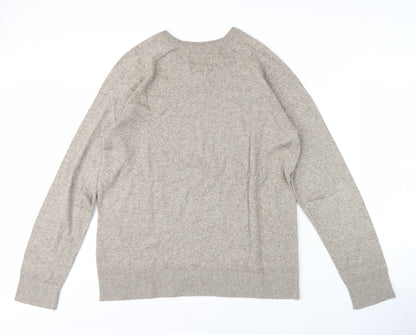 American Eagle Men's Beige V-Neck Pullover Jumper S