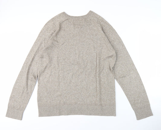 American Eagle Men's Beige V-Neck Pullover Jumper S