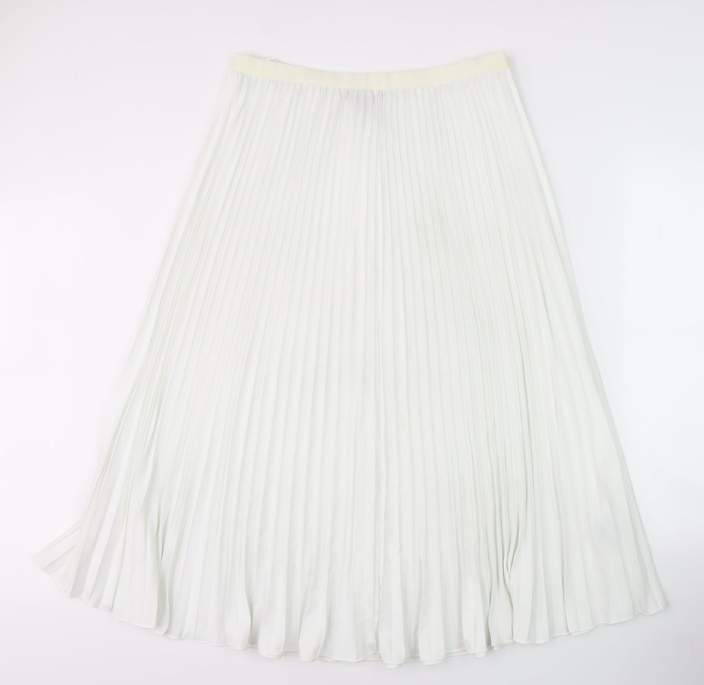 French Connection Women's White Pleated Midi Skirt - Size L