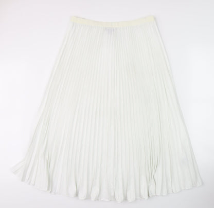 French Connection Women's White Pleated Midi Skirt - Size L