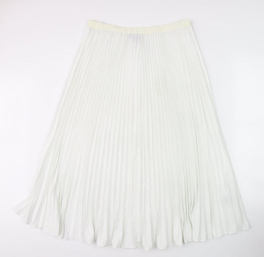 French Connection Women's White Pleated Midi Skirt - Size L