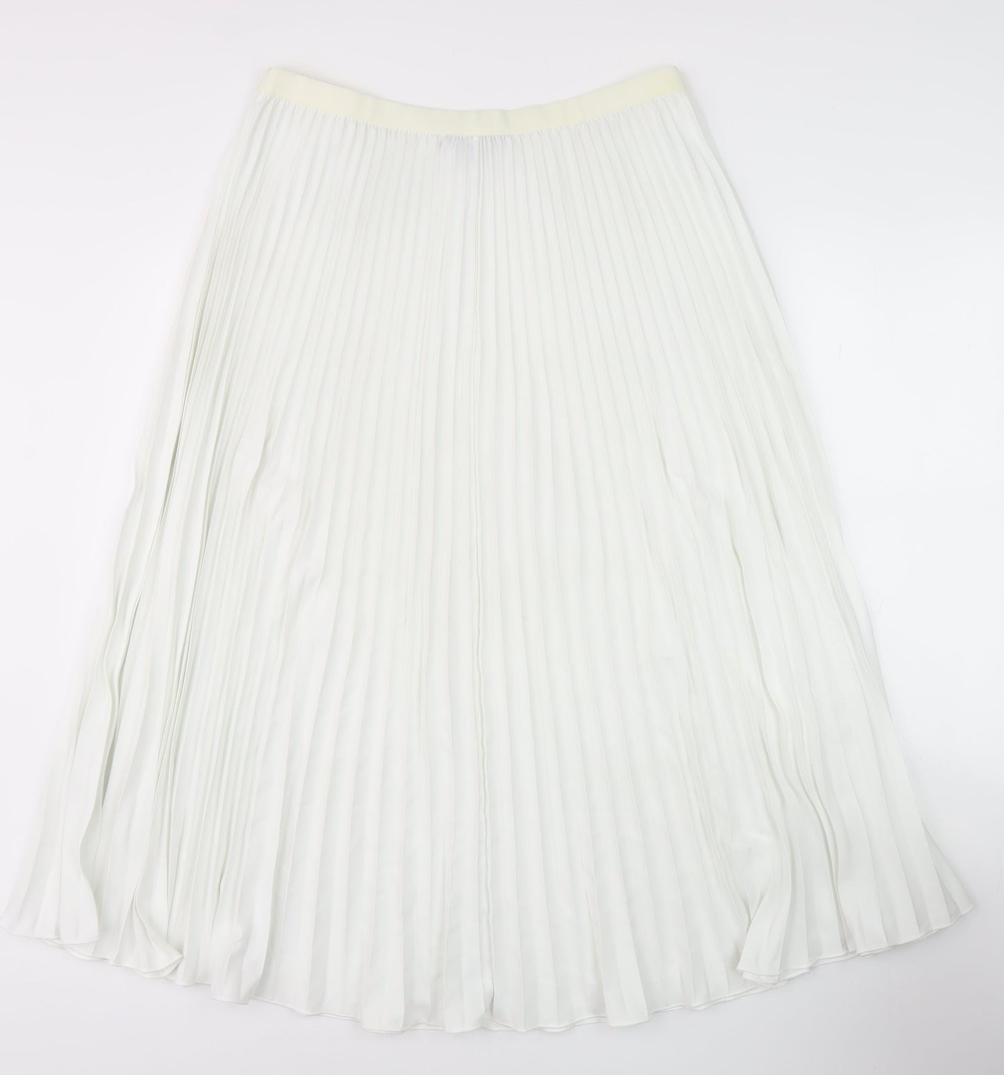 French Connection Women's White Pleated Midi Skirt - Size L