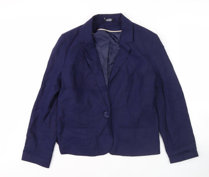 Womens UK Size 14 Classic Regular Blue Blazer
