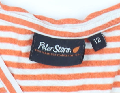Peter Storm Orange Women's Stripe T-Shirt Size 12