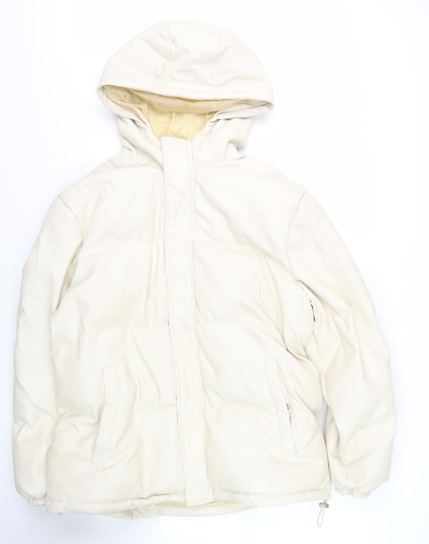 Womens UK Size 12 PRETTYLITTLETHING Ivory Puffer Jacket