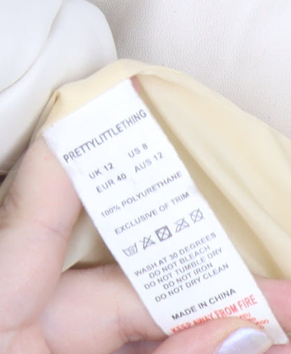 Womens UK Size 12 PRETTYLITTLETHING Ivory Puffer Jacket