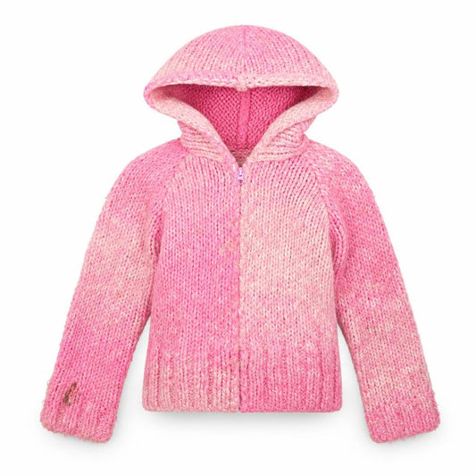 Cherokee Girls Pink Hooded Cardigan 5-6 Years Acrylic Wool