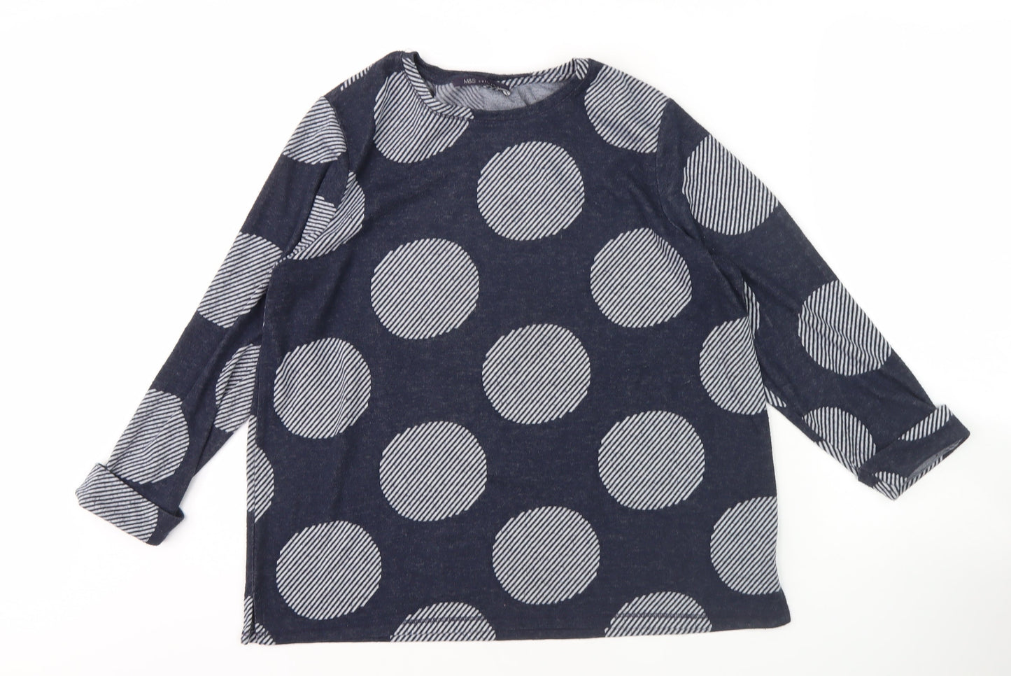 Womens UK Size 16 Marks and Spencer Blue Basic T-Shirt