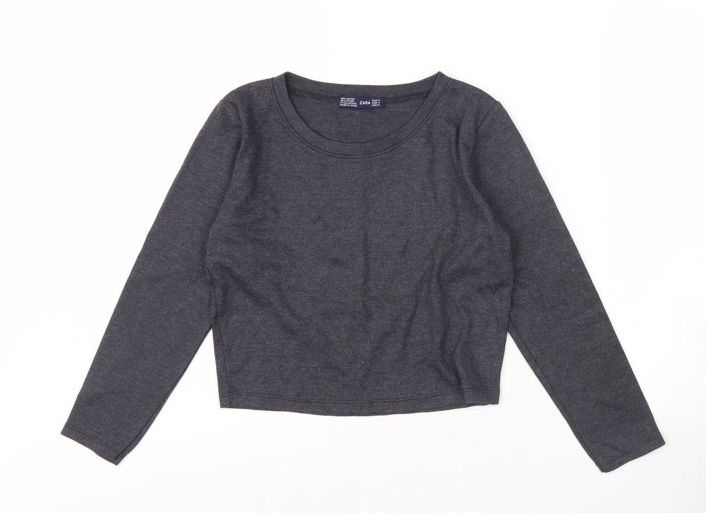 Womens UK Size 10 Zara Grey Basic T-Shirt