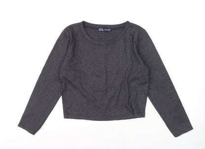 Womens UK Size 10 Zara Grey Basic T-Shirt
