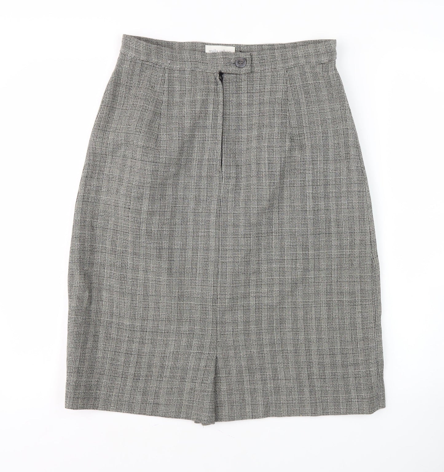 Mila Schön Women's Grey Check Pencil Skirt Size 18