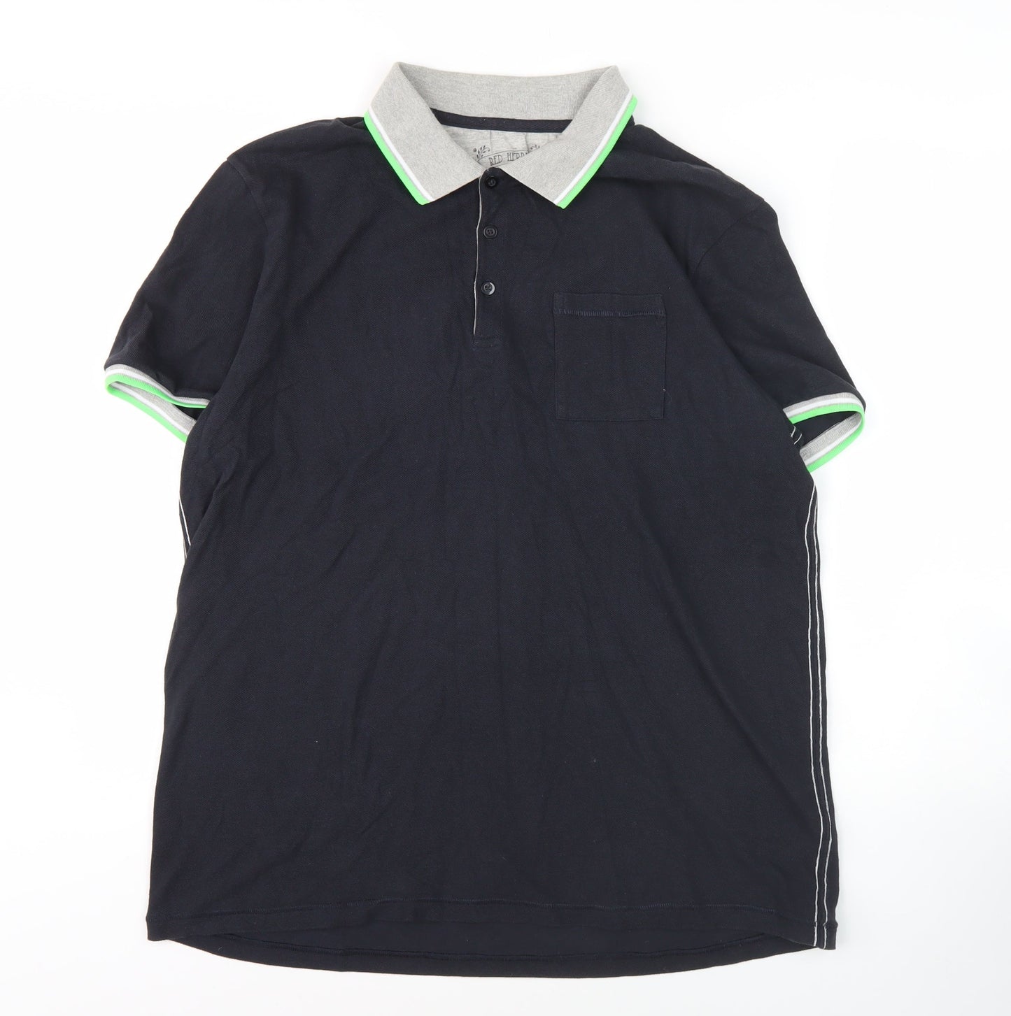 Red Herring Men's Black XL Polo Shirt, Short Sleeve