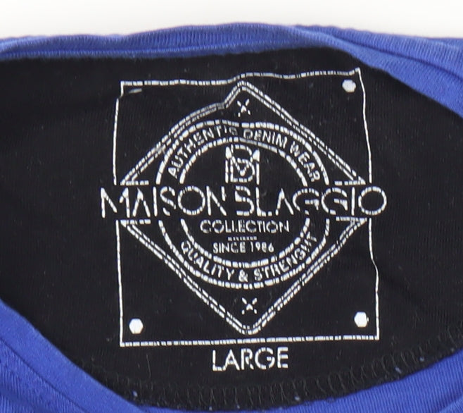 Maison Blaggio Men's Blue Large Graphic T-Shirt