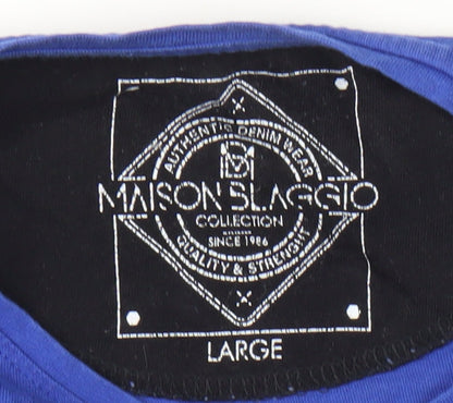 Maison Blaggio Men's Blue Large Graphic T-Shirt