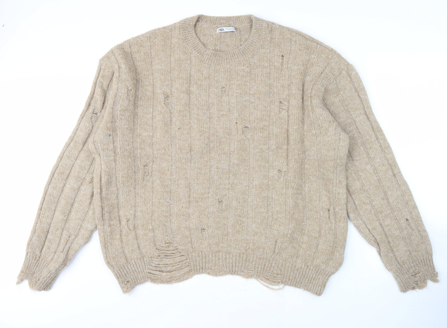 Womens UK Size 16 Zara Beige Pullover Jumper