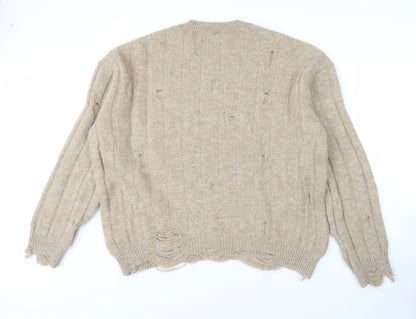 Womens UK Size 16 Zara Beige Pullover Jumper