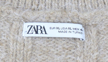 Womens UK Size 16 Zara Beige Pullover Jumper