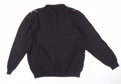 La Vie Men's Black Argyle V-Neck Pullover, L