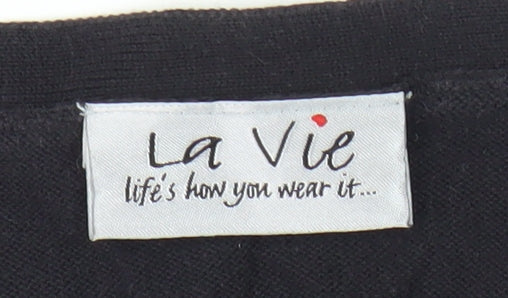 La Vie Men's Black Argyle V-Neck Pullover, L