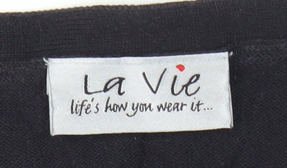 La Vie Men's Black Argyle V-Neck Pullover, L