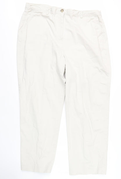 Lands' End Men's Ivory Straight Trousers Size 18