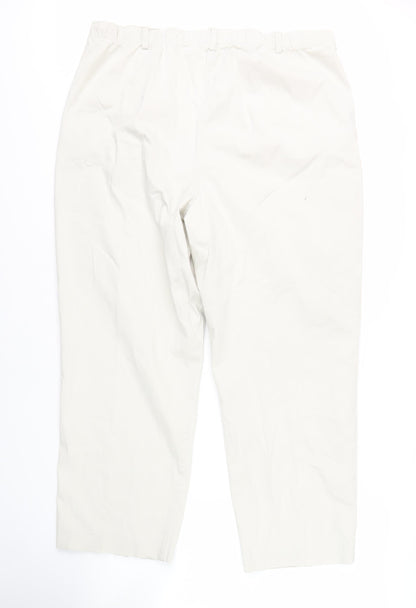 Lands' End Men's Ivory Straight Trousers Size 18