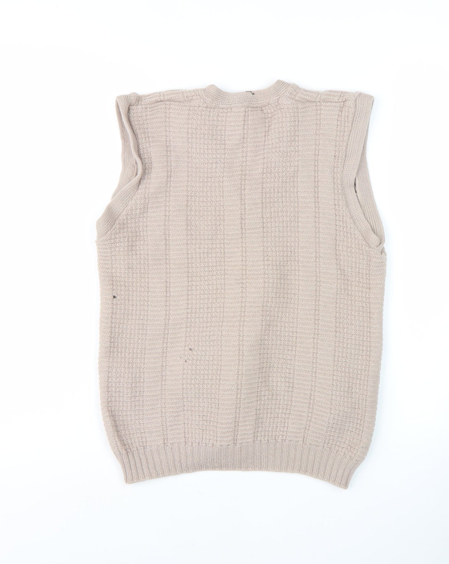 HG Men's Beige Wool Vest Medium V-Neck Knit Sleeveless