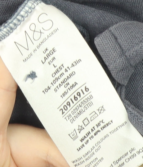 Marks and Spencer Men's Blue Polo Shirt L Short Sleeve