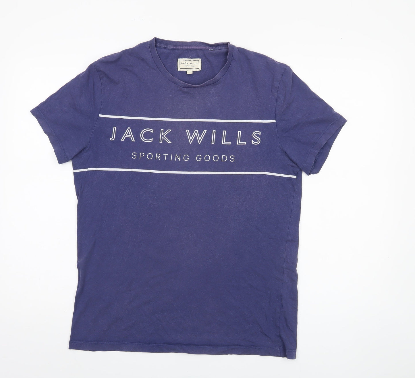 Jack Wills Men's Blue Cotton Crew Neck T-Shirt, Size S