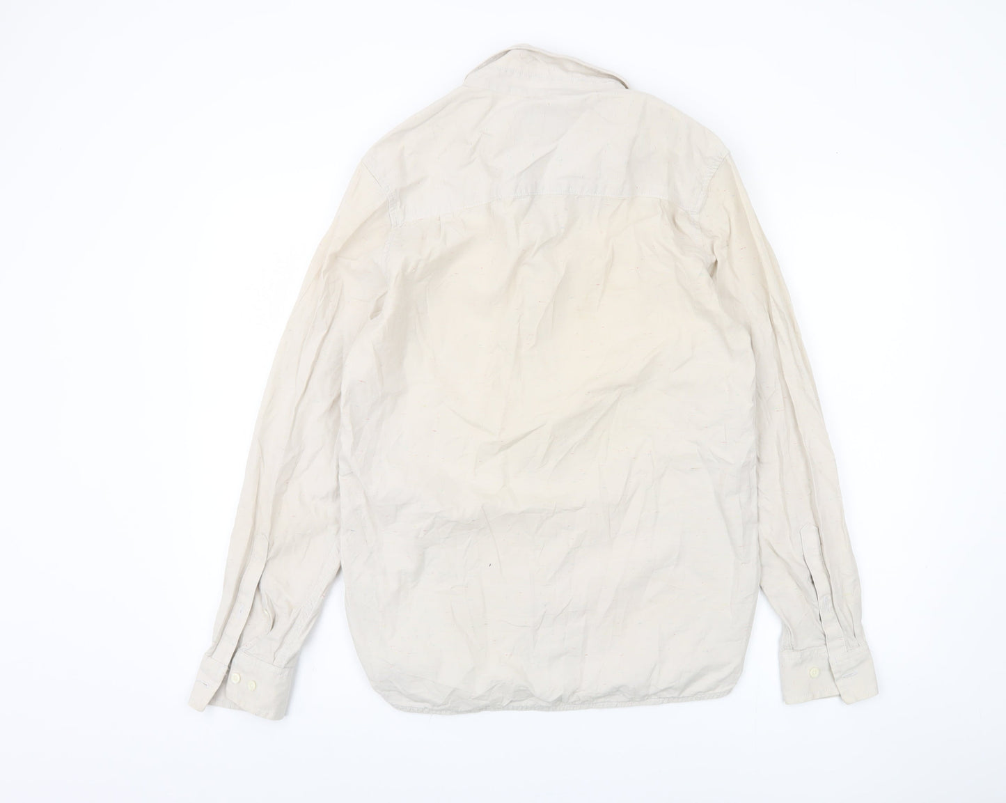 WeSC Men's Beige Long Sleeve Button-Up Shirt S