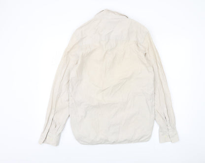 WeSC Men's Beige Long Sleeve Button-Up Shirt S