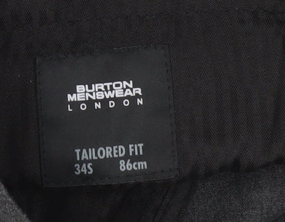 Burton Menswear Grey Dress Pants, Size 34, Tailored Fit