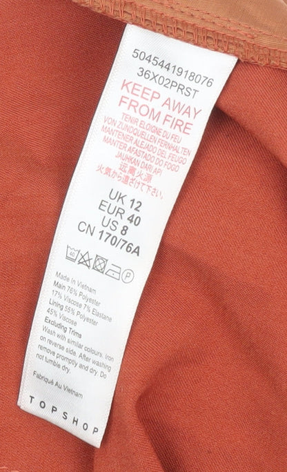 Topshop Women's Orange Trousers UK 12 Machine Washable