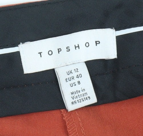 Topshop Women's Orange Trousers UK 12 Machine Washable