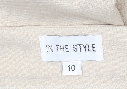 In The Style Women's Beige Wide-Leg Trousers Size 10