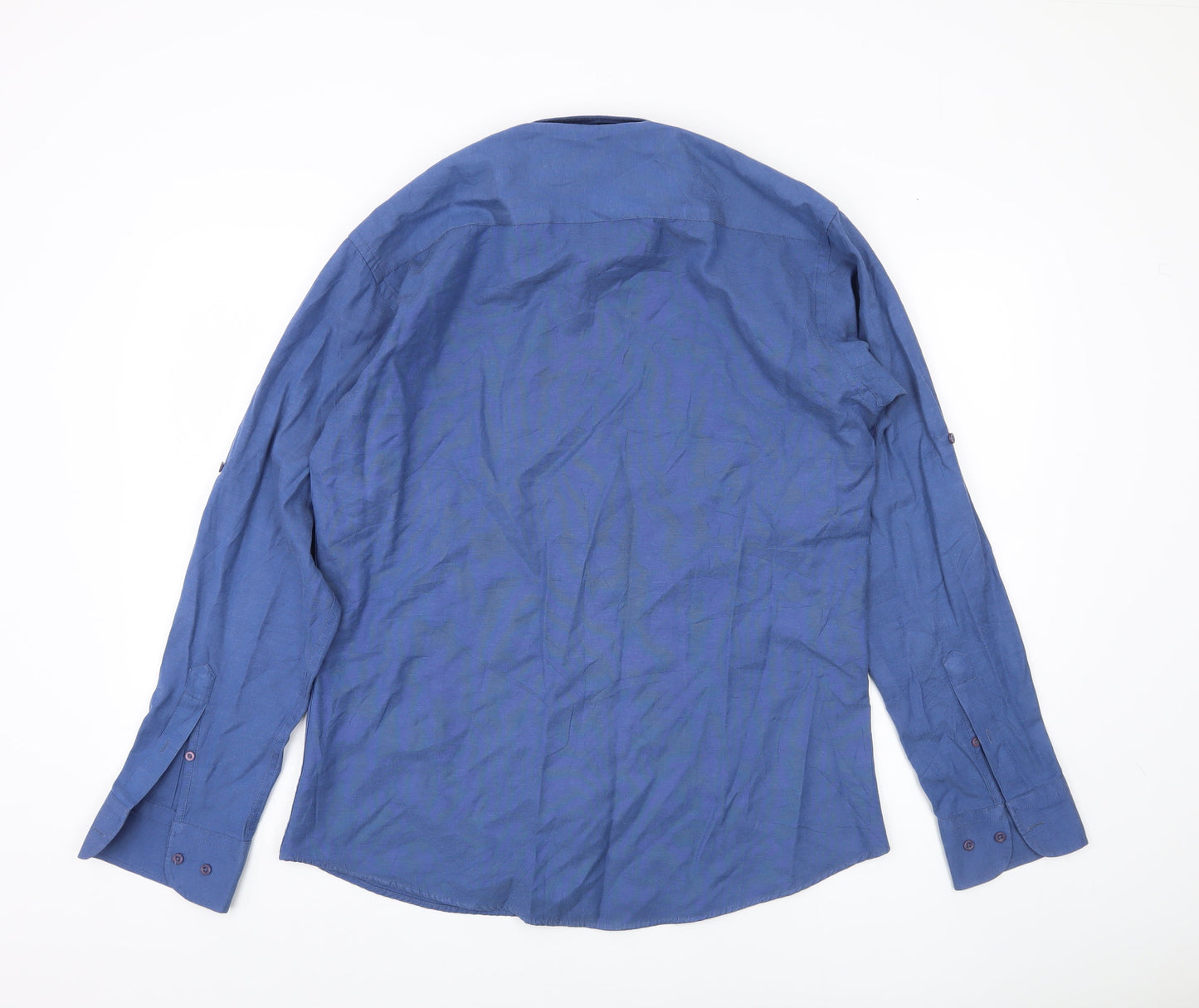 Lacoste Men's Blue Slim Fit Shirt, Size 47, Long Sleeve