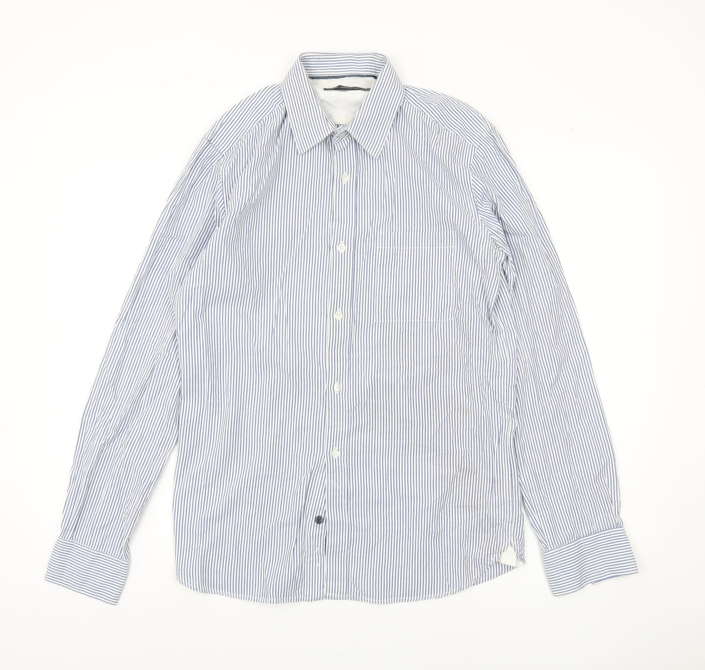 French Connection Men's Blue Striped Shirt - S
