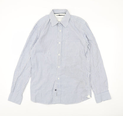 French Connection Men's Blue Striped Shirt - S
