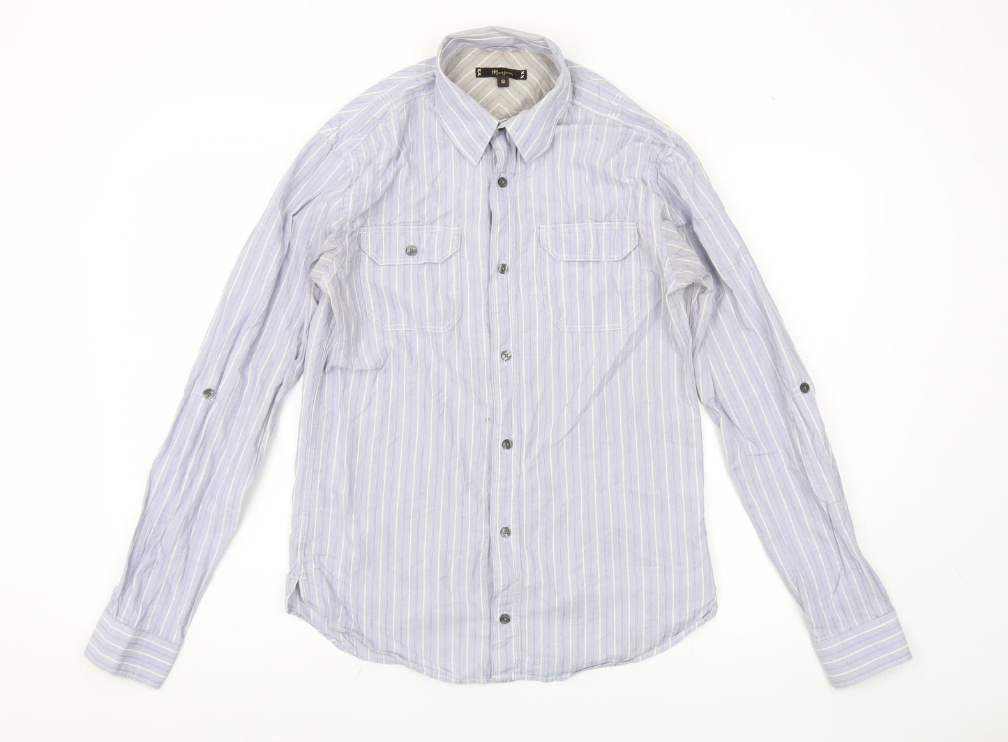 Monsoon Men's Blue Striped Long Sleeve Shirt - S