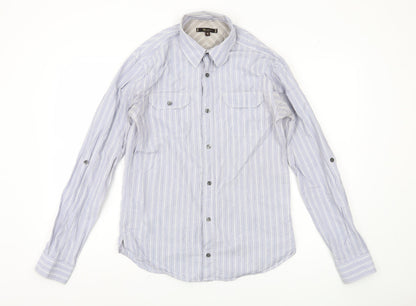 Monsoon Men's Blue Striped Long Sleeve Shirt - S