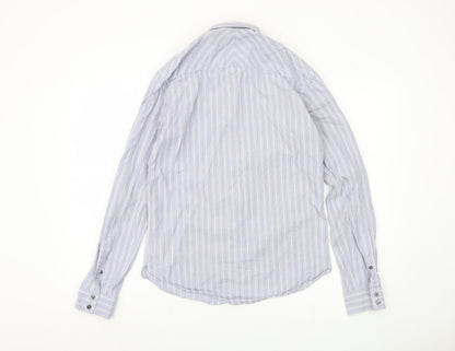 Monsoon Men's Blue Striped Long Sleeve Shirt - S